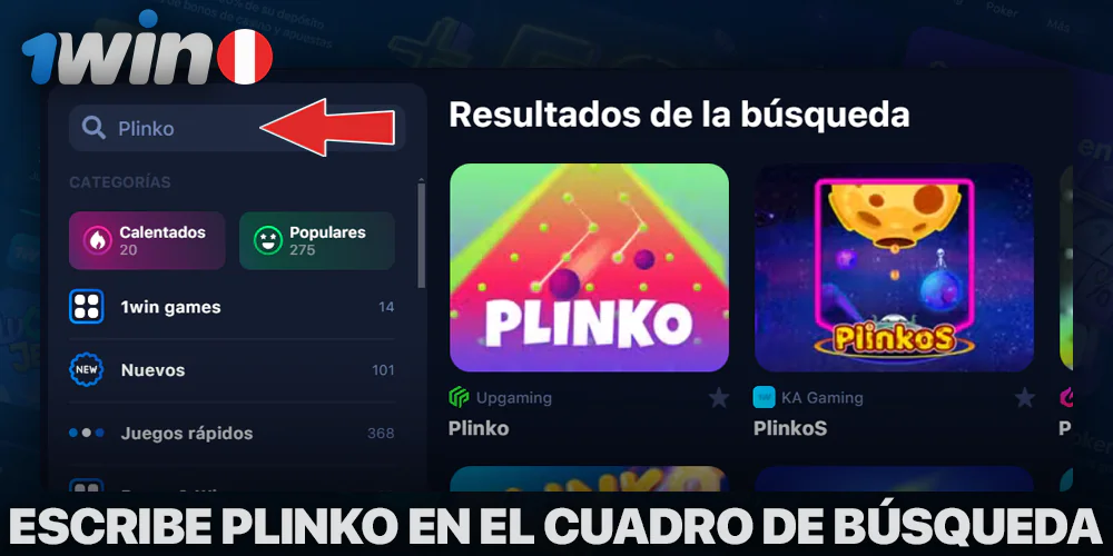 Introduce Plinko en tu búsqueda en 1Win Casino