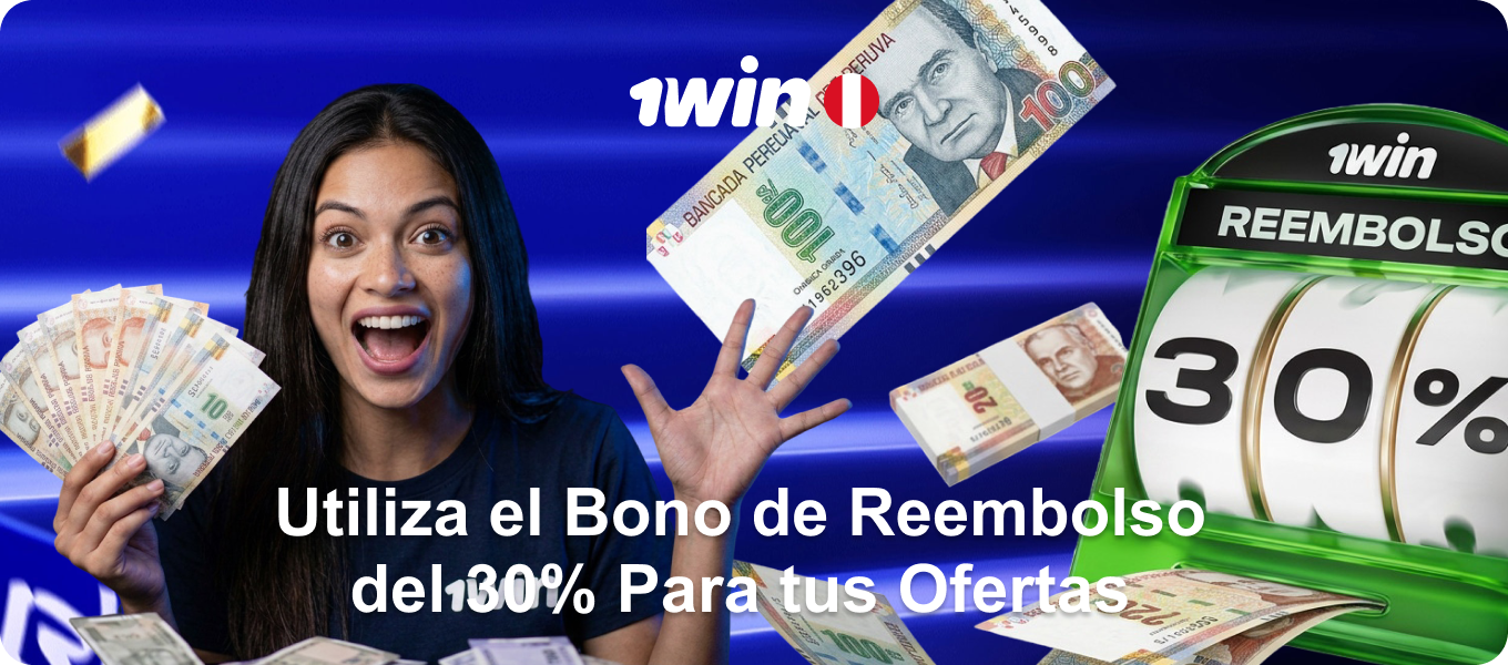 Pantalla de casino online brillante que resalta la oferta de 200 giros gratis y el reembolso semanal para jugadores frecuentes de 1win Perú.