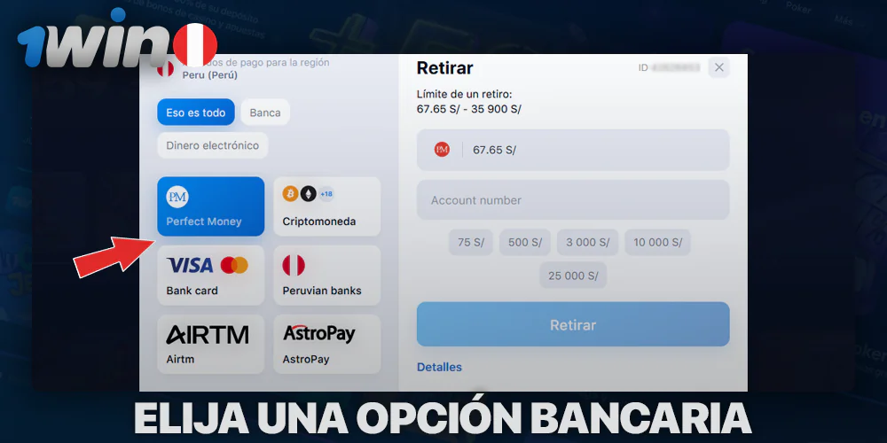 Elija un método de retiro de 1Win