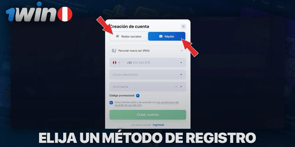Métodos de registro para 1Win