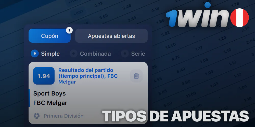 Tipos de apuestas en 1Win